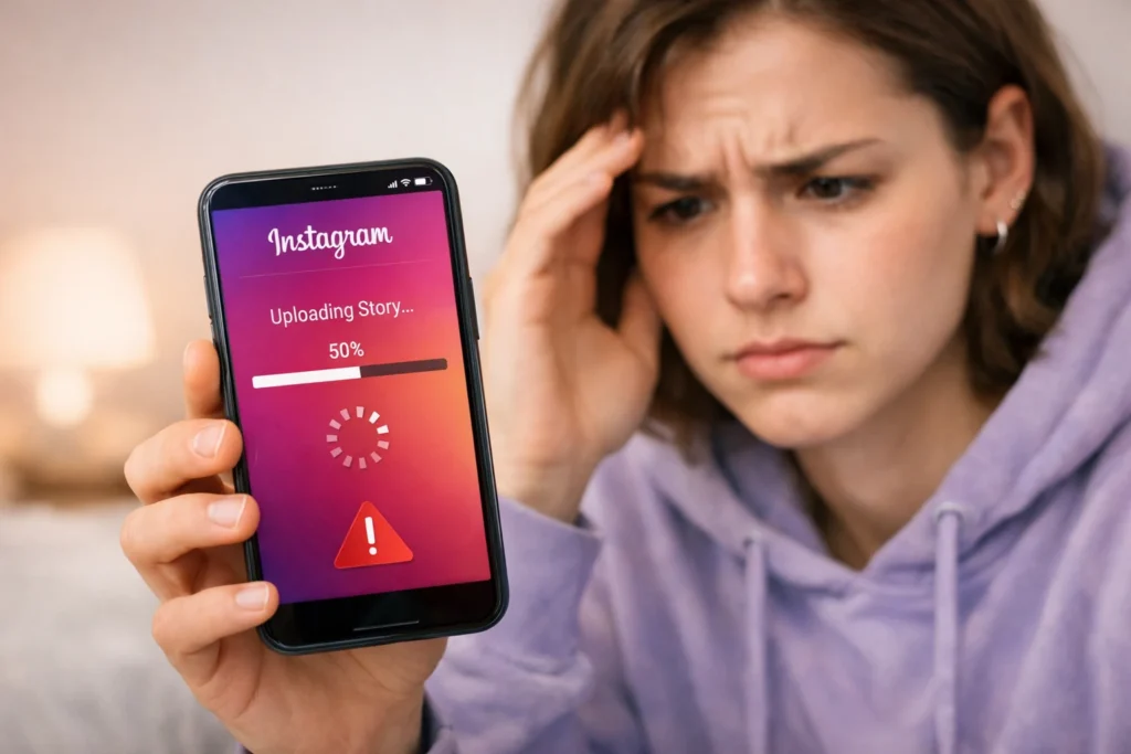 Instagram story not uploading