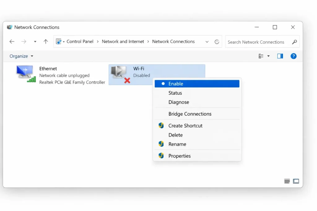 laptop not detecting WiFi
