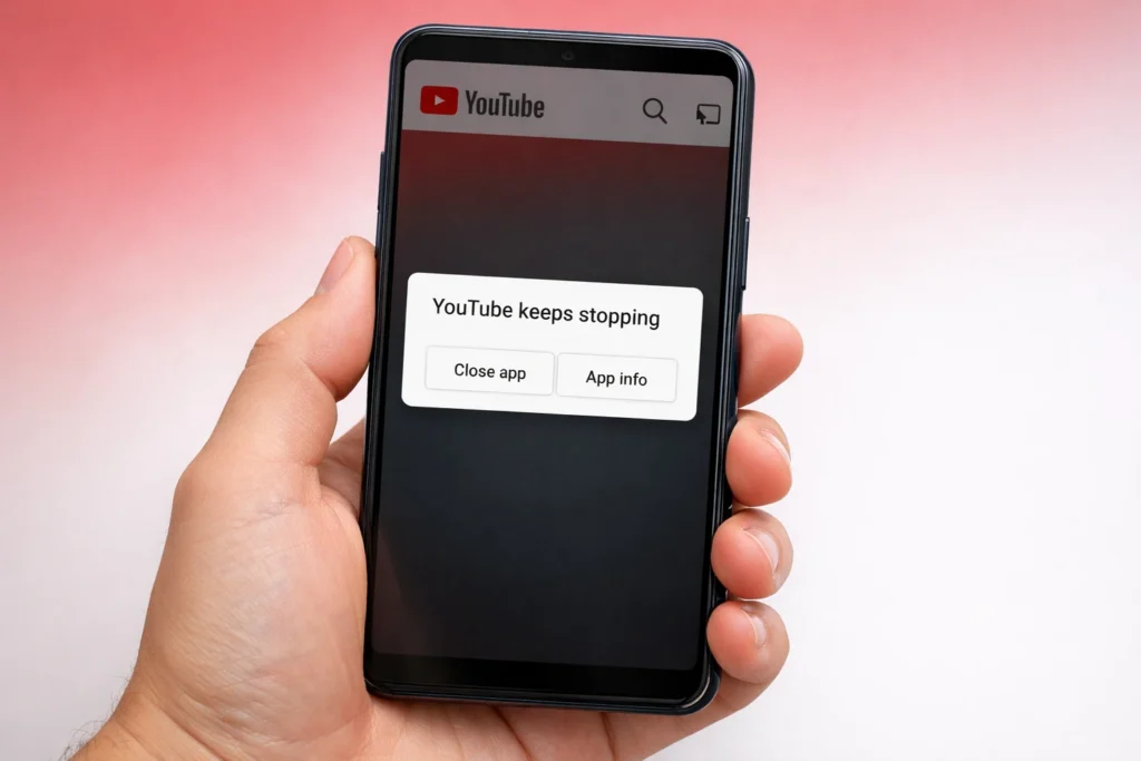 YouTube app keeps crashing