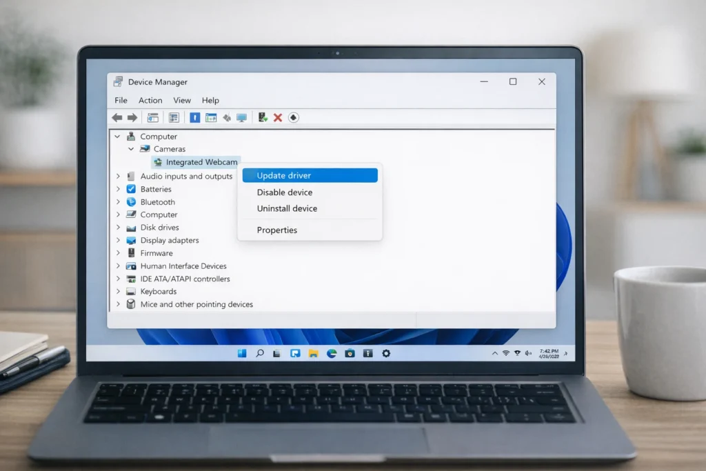 laptop camera not working