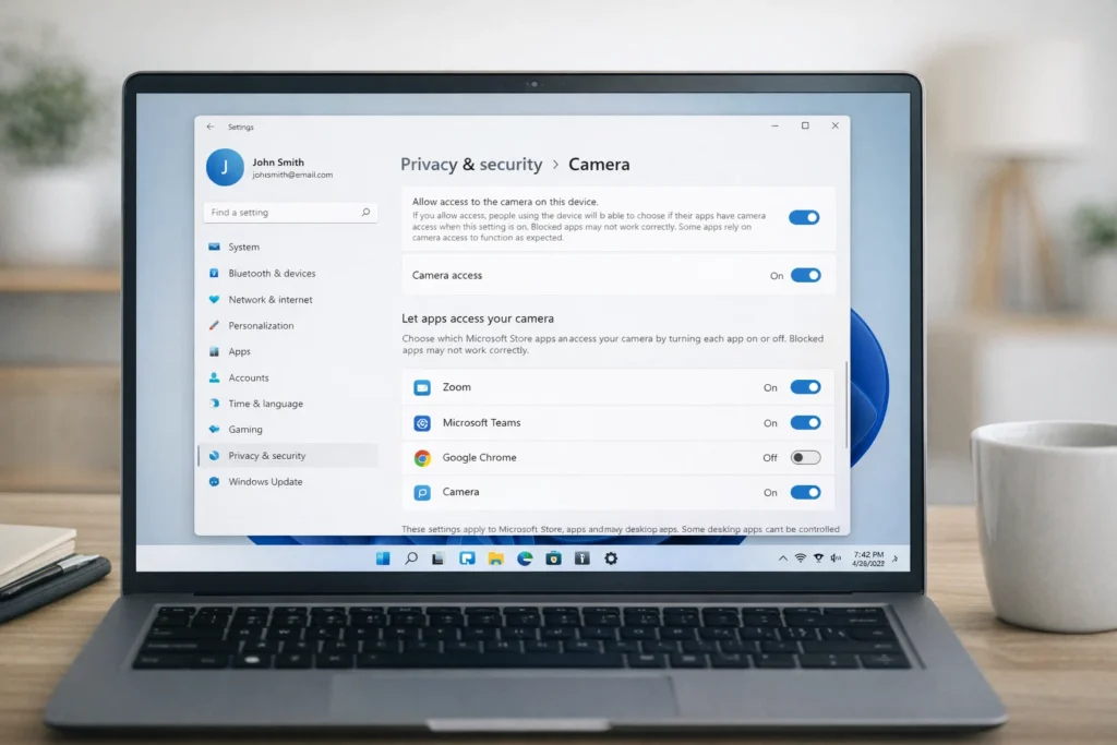 laptop camera not working