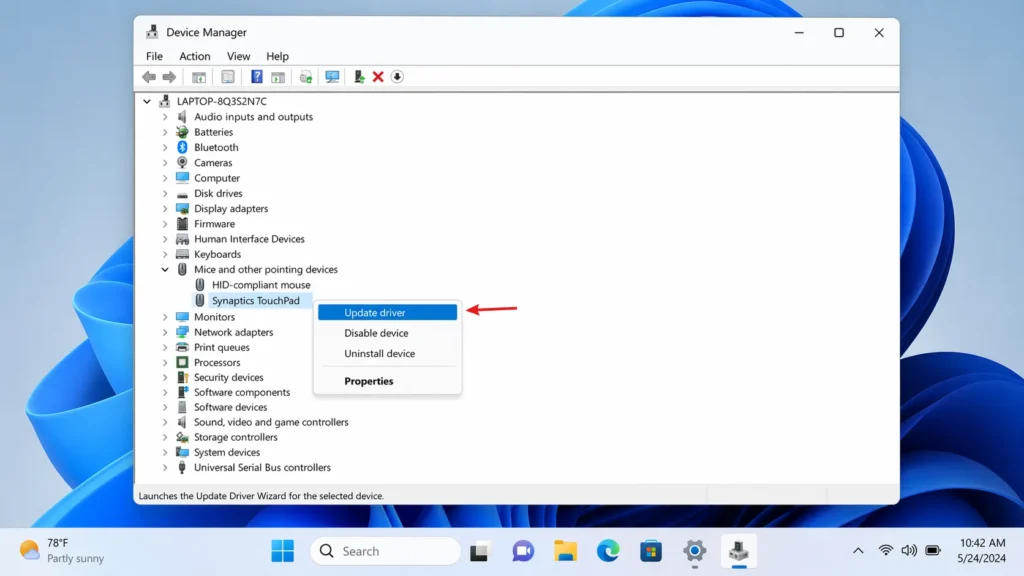 laptop touchpad not working