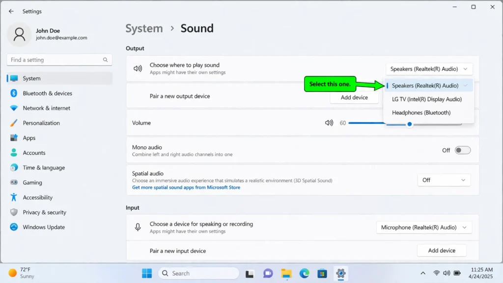 laptop speaker not working